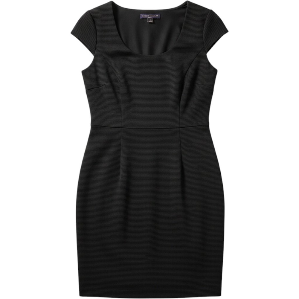 Ralph Lauren Collection 90's Purple Label Black Linen Puff Sleeve Sheath Dress 8